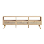 Frances Woven Rattan 160cm 3-Drawer TV Unit, Natural