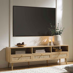 Frances Woven Rattan 160cm 3-Drawer TV Unit, Natural
