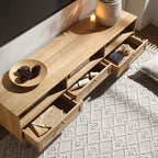 Frances Woven Rattan 160cm 3-Drawer TV Unit, Natural