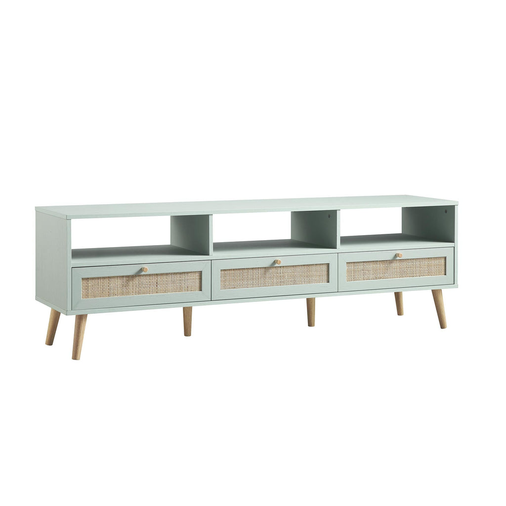 Frances Woven Rattan 160cm 3-Drawer TV Unit, Mint