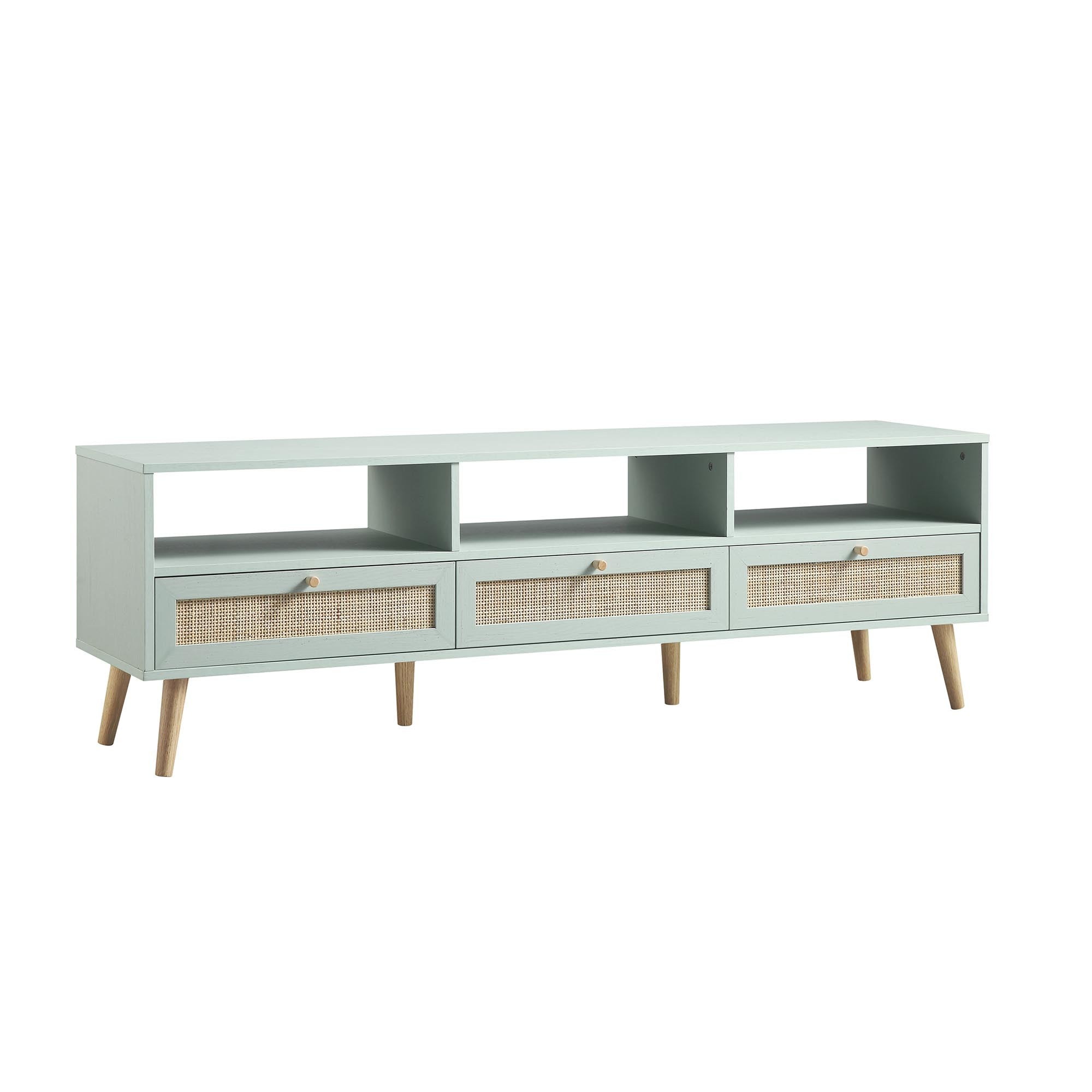 Frances Woven Rattan 160cm 3-Drawer TV Unit, Mint