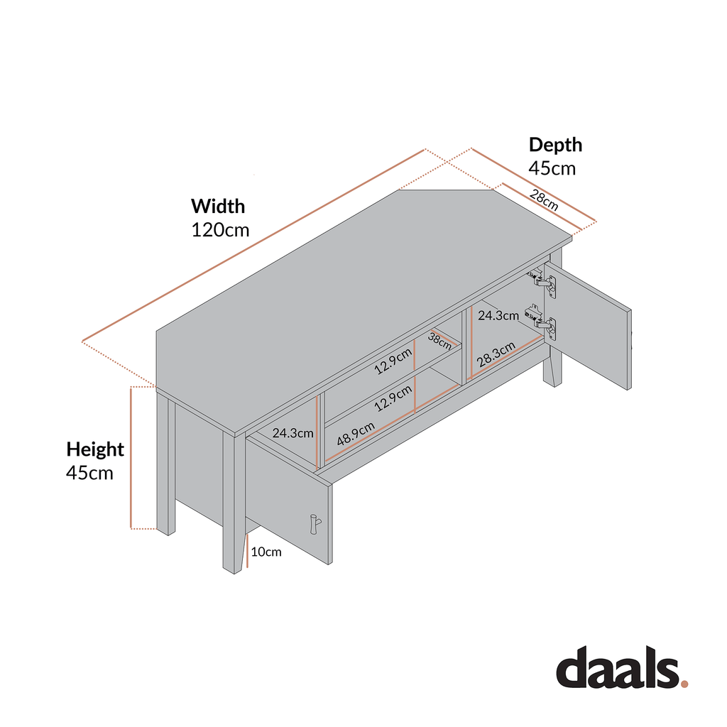 Oakham 120cm Corner TV Unit, Rattan Yellow