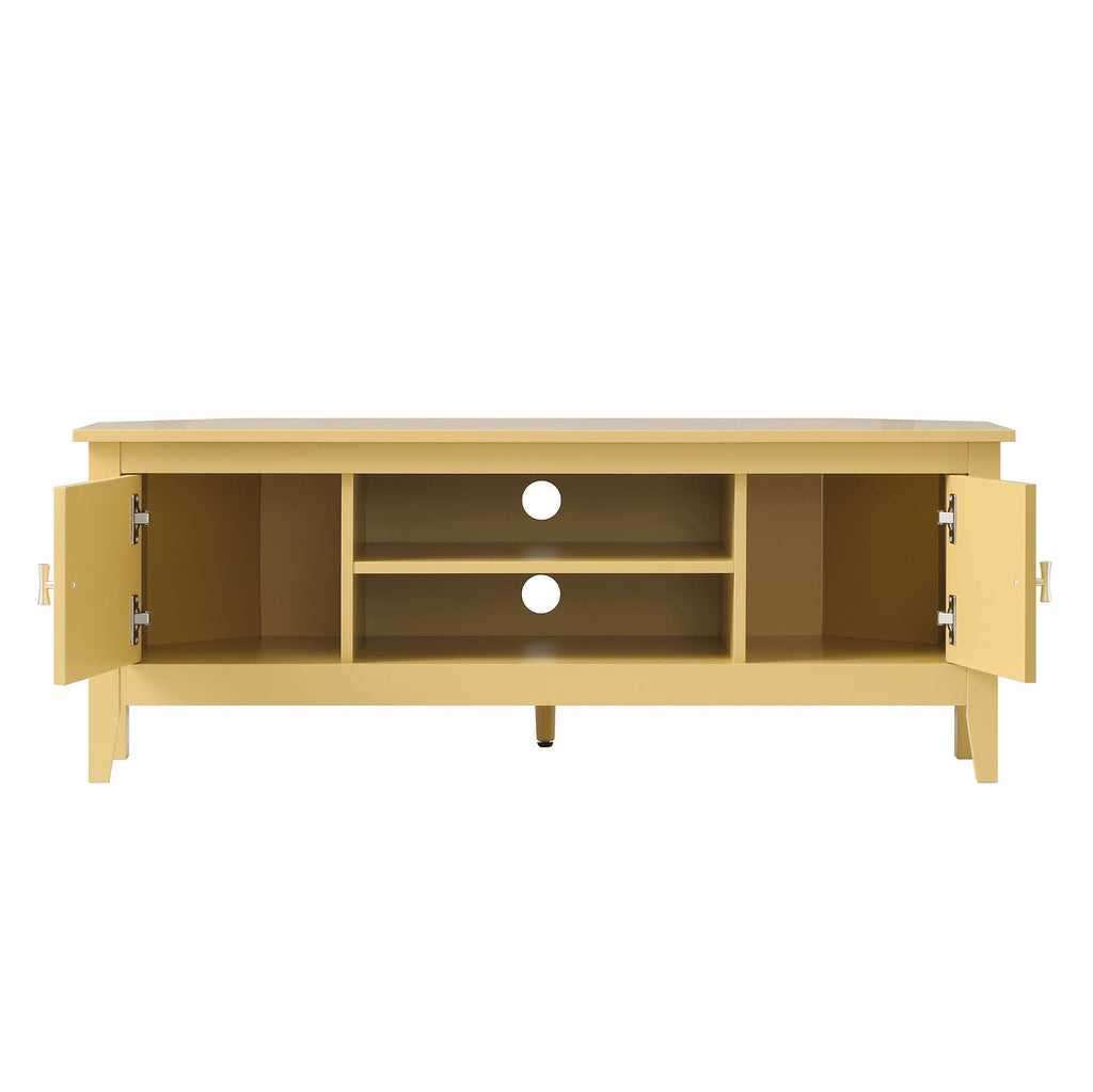 Oakham 120cm Corner TV Unit, Rattan Yellow