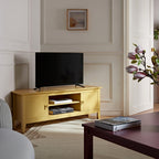 Oakham 120cm Corner TV Unit, Rattan Yellow