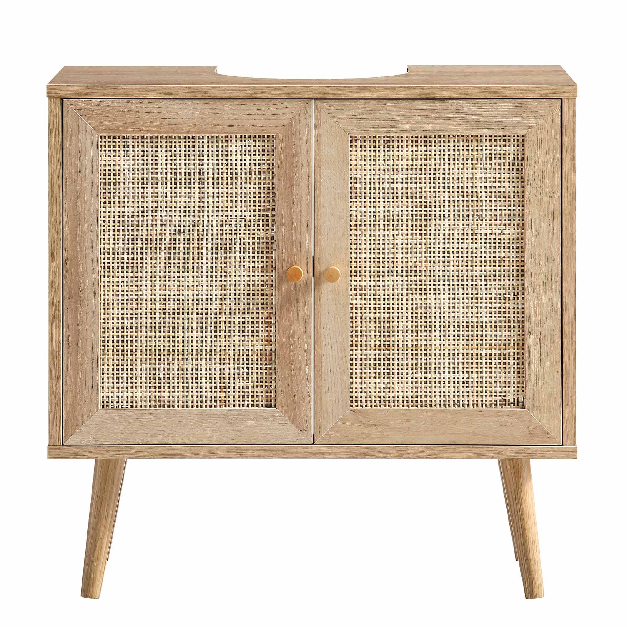 Frances Woven Rattan 2-Door Bathroom Undersink Unit, Natural