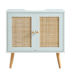 Frances Woven Rattan 2-Door Bathroom Undersink Unit, Mint Green