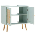 Frances Woven Rattan 2-Door Bathroom Undersink Unit, Mint Green