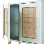 Frances Woven Rattan 2-Door Bathroom Undersink Unit, Mint Green