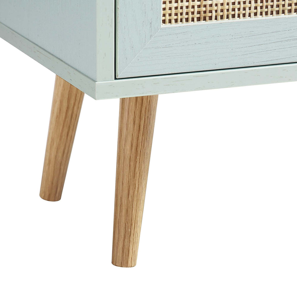 Frances Woven Rattan 2-Door Bathroom Undersink Unit, Mint Green