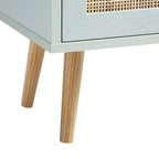 Frances Woven Rattan 2-Door Bathroom Undersink Unit, Mint Green