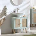Frances Woven Rattan 2-Door Bathroom Undersink Unit, Mint Green