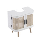 Izzy Curved Rattan Undersink Unit, White