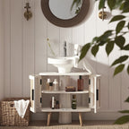 Izzy Curved Rattan Undersink Unit, White