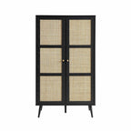 Frances Woven Rattan Compact Double Wardrobe, Black