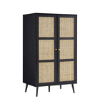 Frances Woven Rattan Compact Double Wardrobe, Black