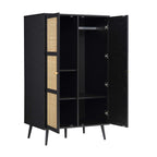 Frances Woven Rattan Compact Double Wardrobe, Black