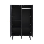 Frances Woven Rattan Compact Double Wardrobe, Black