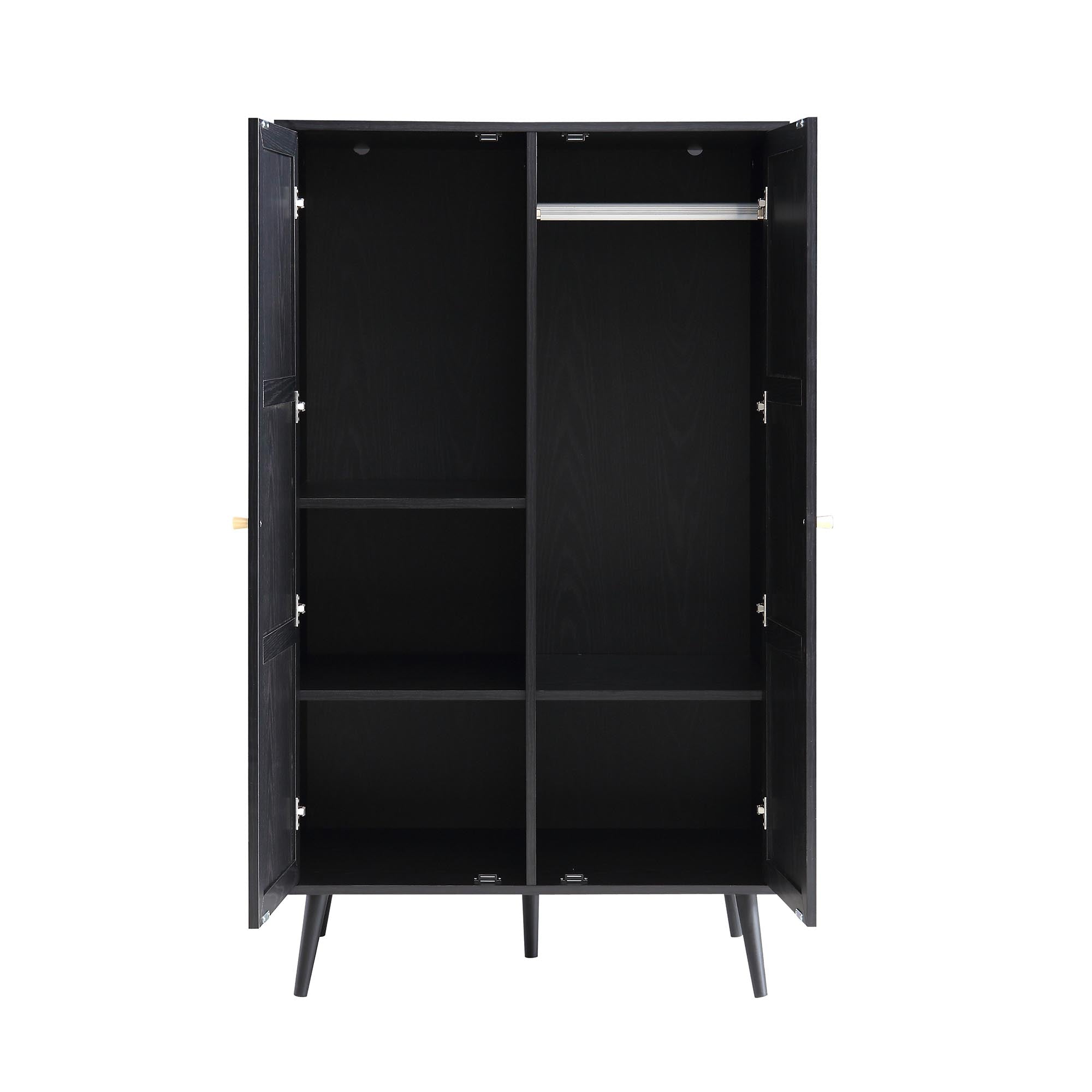 Frances Woven Rattan Compact Double Wardrobe, Black