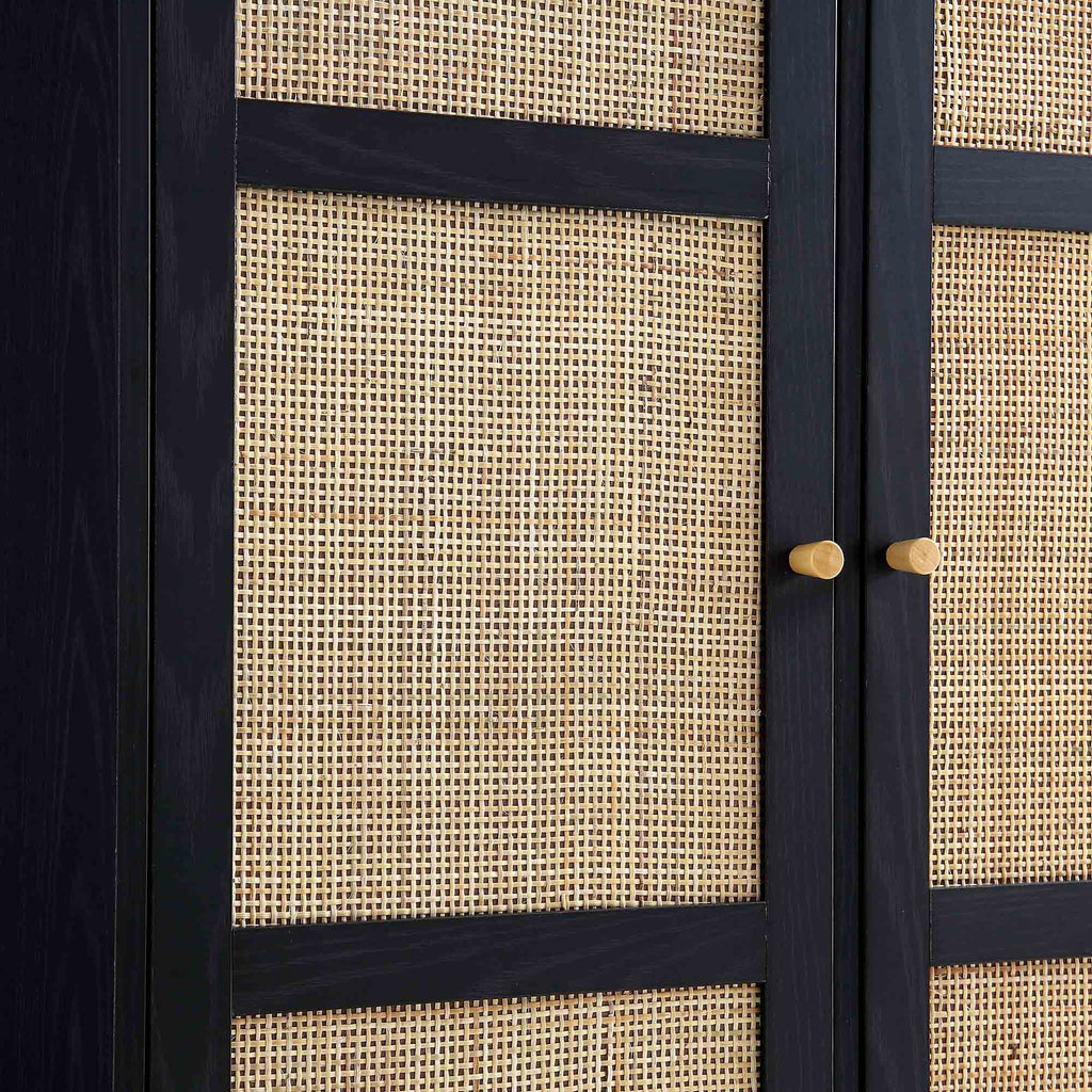 Frances Woven Rattan Compact Double Wardrobe, Black