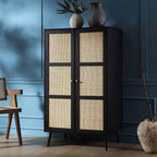 Frances Woven Rattan Compact Double Wardrobe, Black