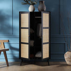 Frances Woven Rattan Compact Double Wardrobe, Black