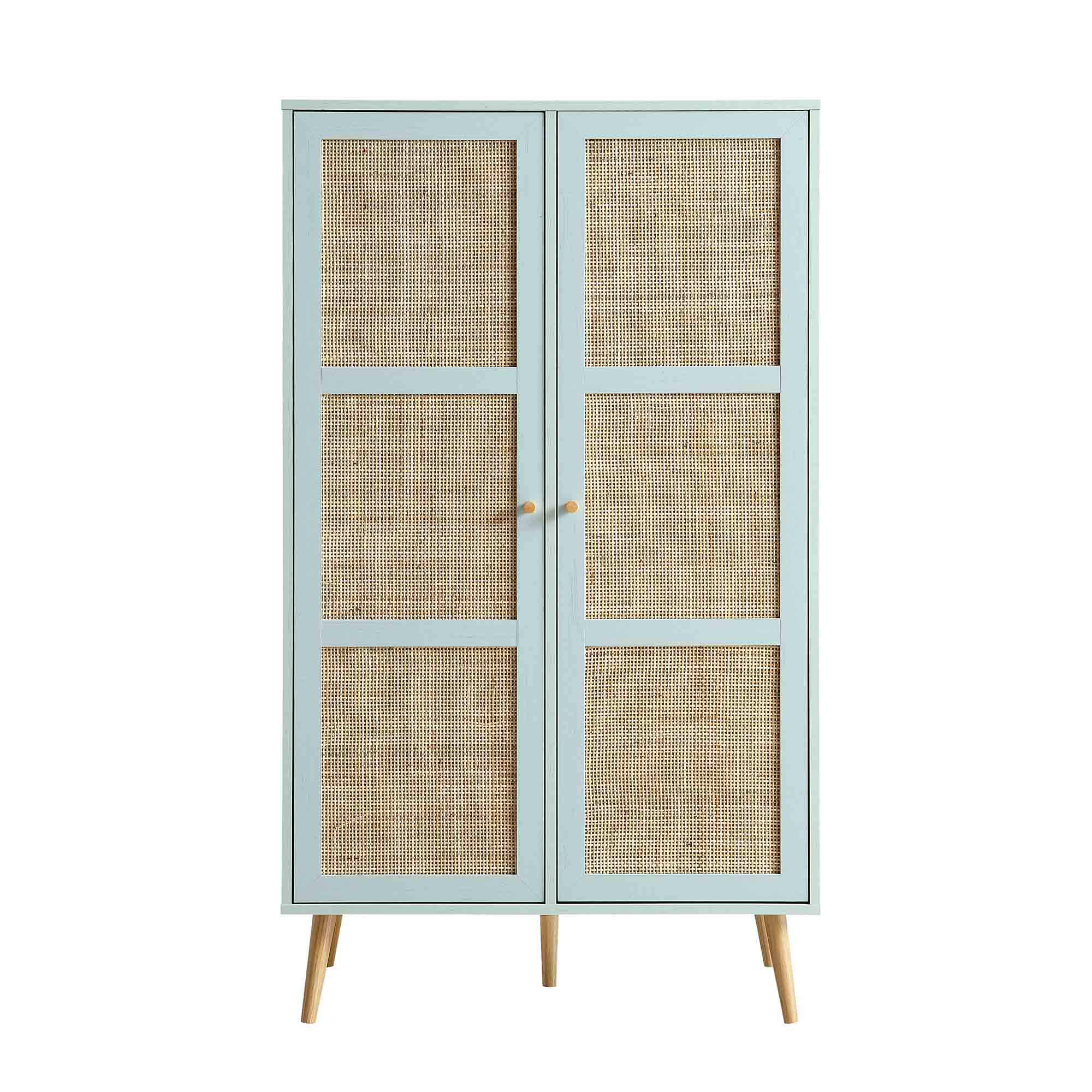 Frances Woven Rattan Compact Double Wardrobe, Mint Green