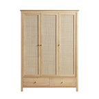 Frances Rattan Triple Wardrobe with 2 Drawers, Natural