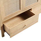Frances Rattan Triple Wardrobe with 2 Drawers, Natural