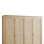 Frances Rattan 4-Door Wardrobe with 2 Drawers, Natural