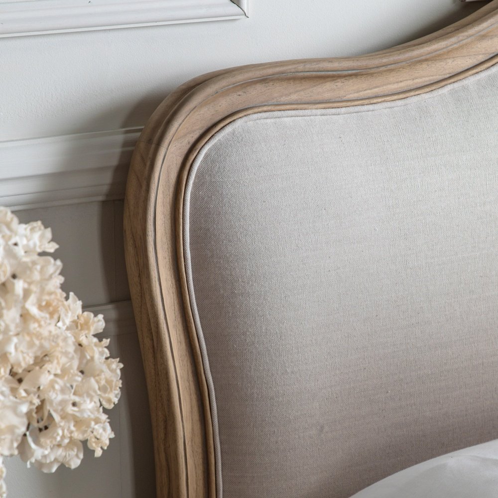 Chic Kingsize Bed - Linen & Weathered Wood