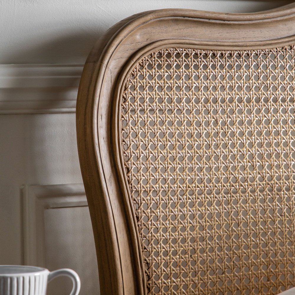 Chic Kingsize Bed - Cane & Weathered Wood Bed