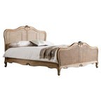 Chic Kingsize Bed - Cane & Weathered Wood Bed