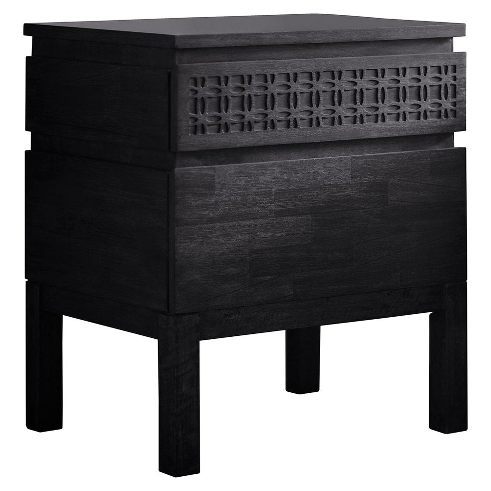 2 Drawer Boho Boutique Bedside Chest - Black