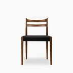 Caleb Wooden Dining Chair | Noir Black Faux Leather & Walnut