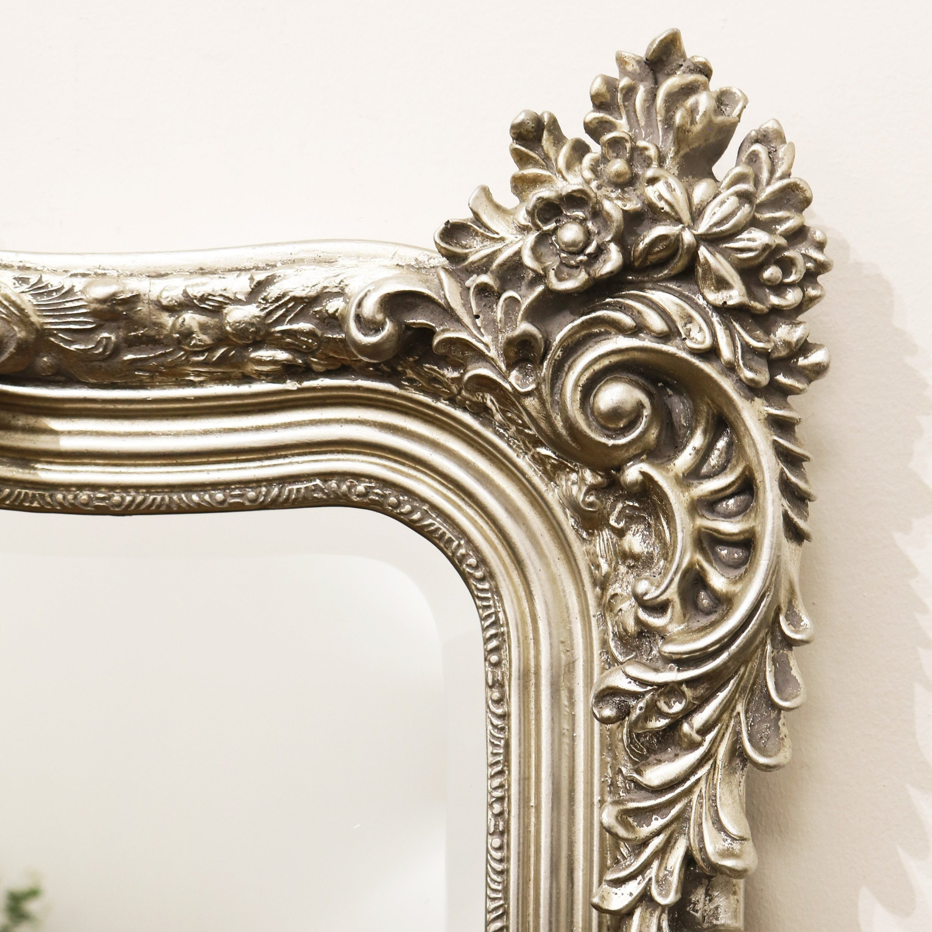 Francesca - Silver Arched Ornate Overmantle Wall Mirror 109cm x 100cm