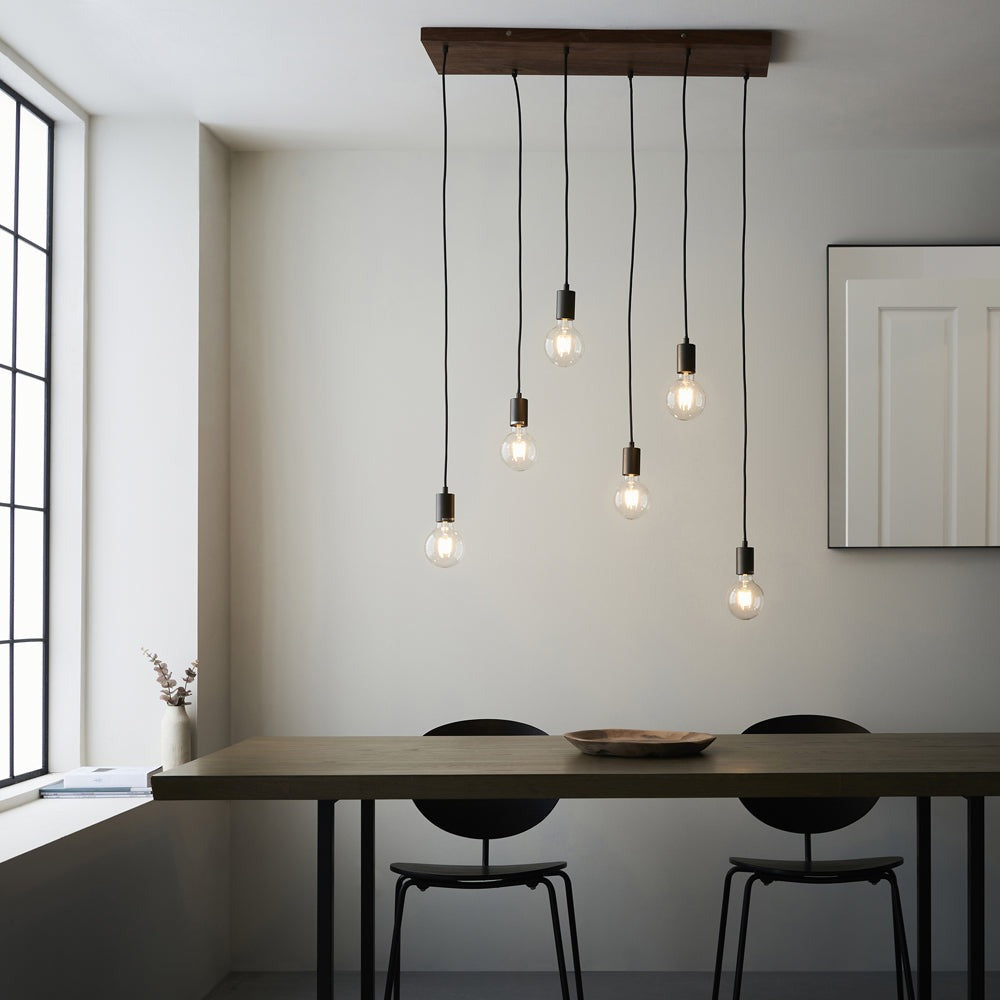 Stella 6 Pendant Light - Natural & Black