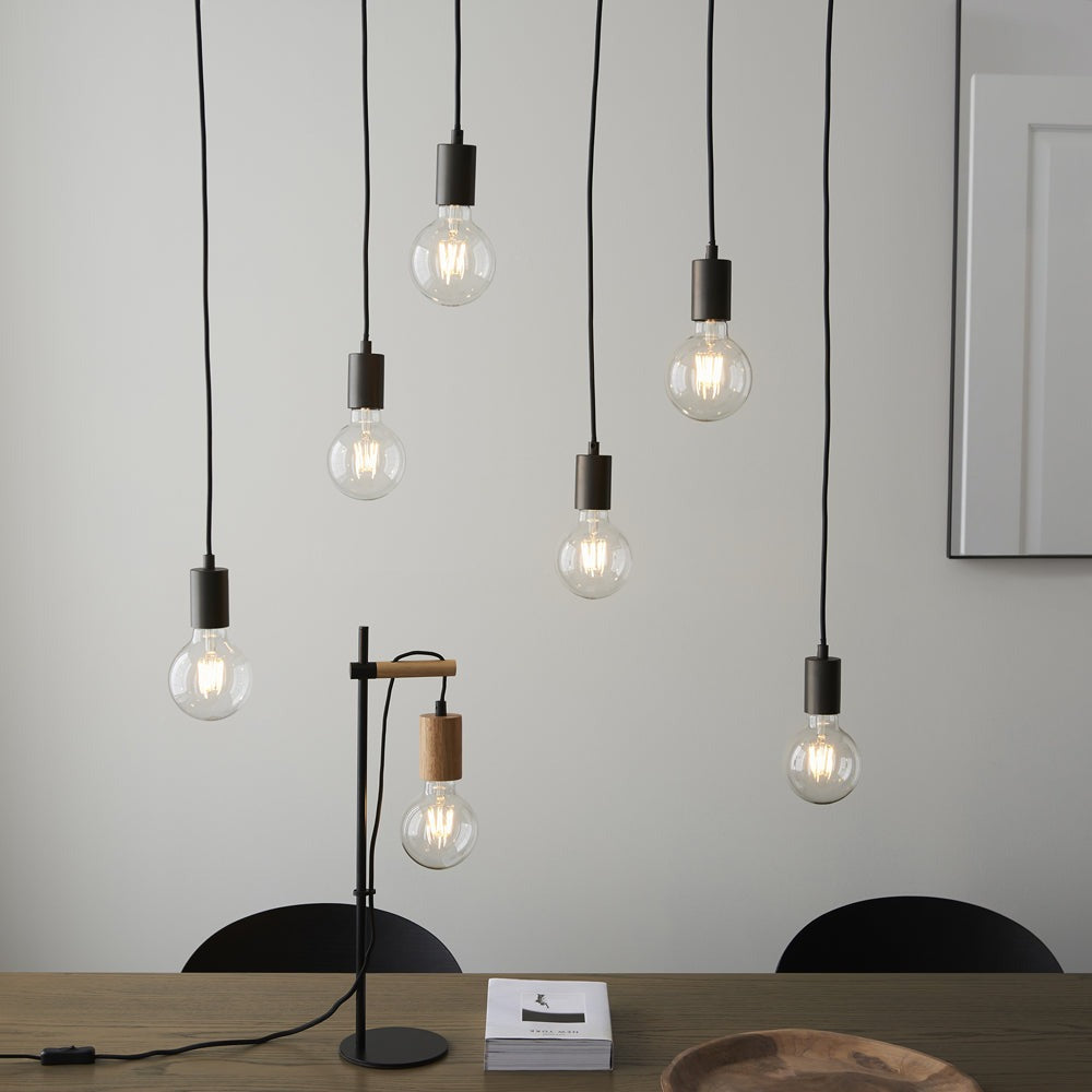 Stella 6 Pendant Light - Natural & Black