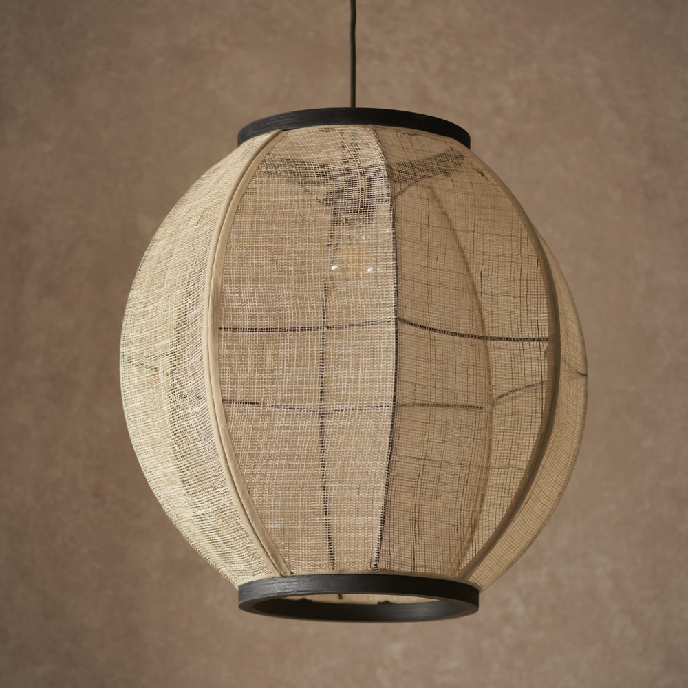 Zane Rounded Pendant Light - Natural & Black