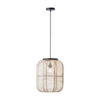 Zane Rounded Rectangle Pendant Light - Natural & Black
