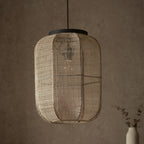 Zane Rounded Rectangle Pendant Light - Natural & Black