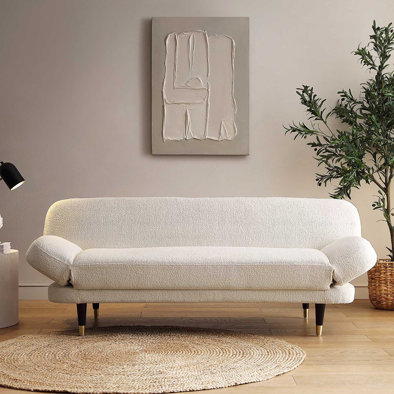 Solna 2-Seater Sofa Bed, Beige Boucle