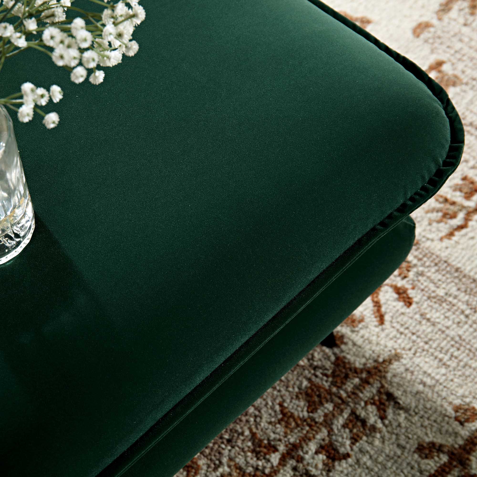 Obriel Forest Green Velvet Footstool