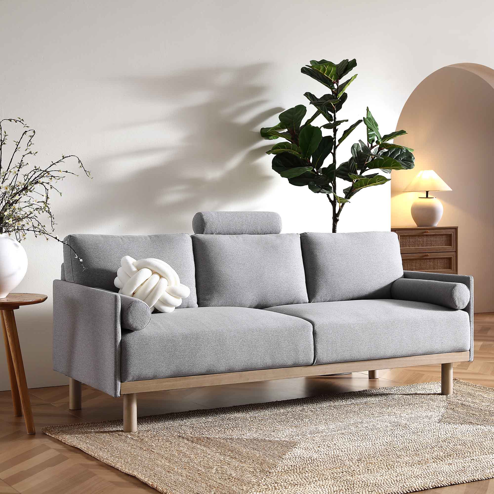 Timber Grey Marl Fabric Sofa, 3-Seater