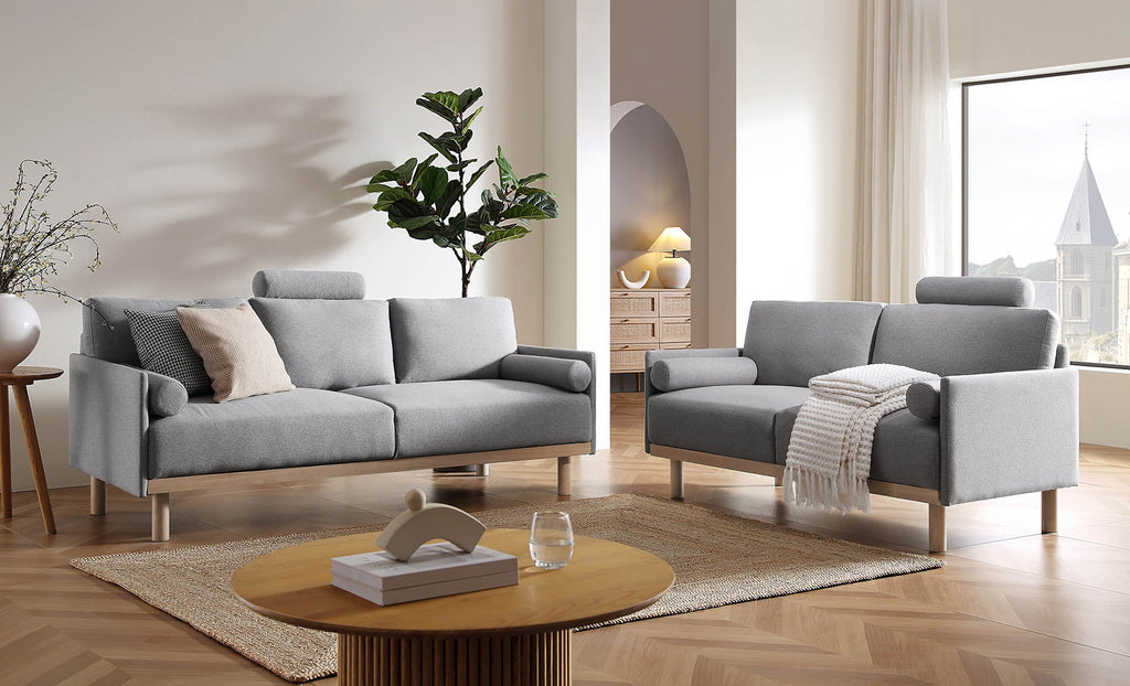 Timber Grey Marl Fabric Sofa, 3-Seater