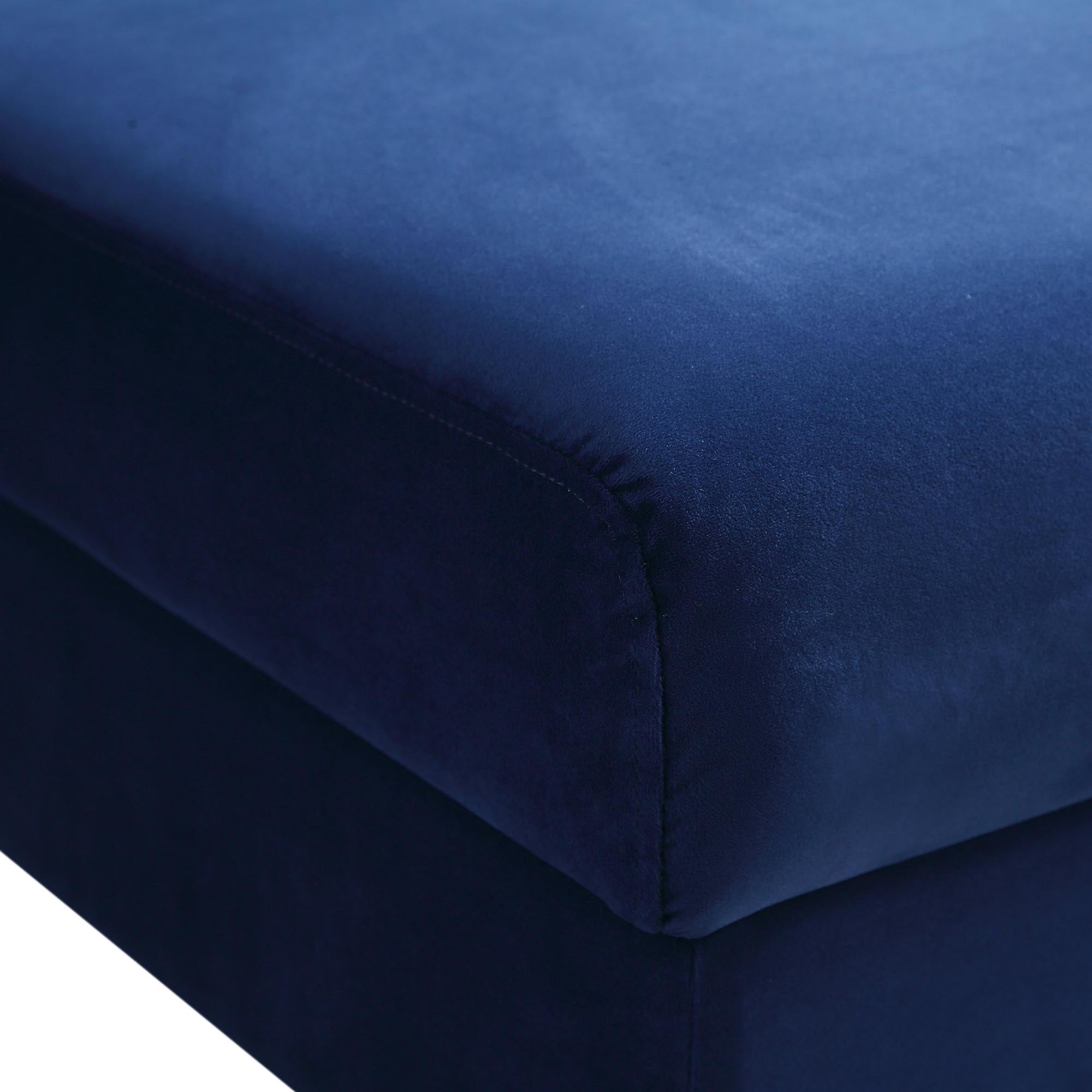 Timber Navy Blue Velvet Storage Ottoman