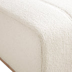 Belsize Beige Boucle Footstool with Wooden Base