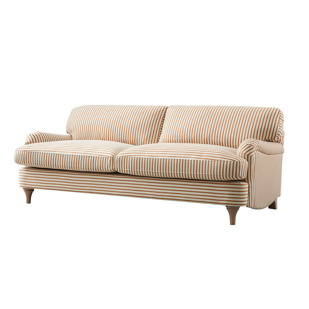 Daphnis Ochre Striped Linen Blend Sofa, 3-Seater