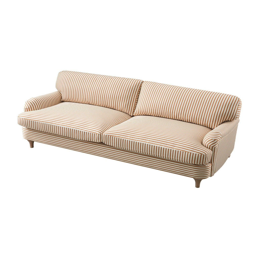 Daphnis Ochre Striped Linen Blend Sofa, 3-Seater