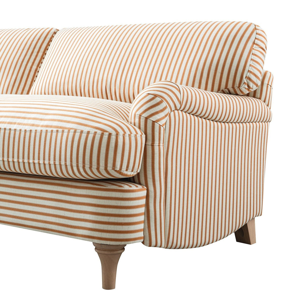Daphnis Ochre Striped Linen Blend Sofa, 3-Seater