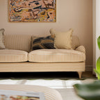 Daphnis Ochre Striped Linen Blend Sofa, 3-Seater